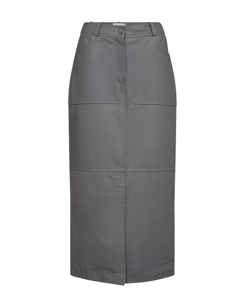 CMROYAL - LEATHER SKIRT IN GREY