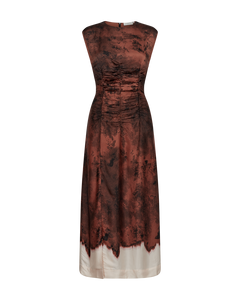 CMSABINA - DRESS WITH PRINT IN BURGUNDY AND OFF WHITE