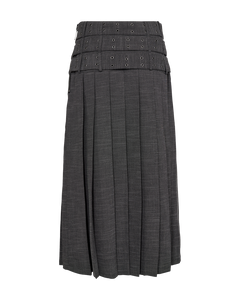 CMTONNIE - PLEATED SKIRT WITH BELT DETAILS IN GREY AND WHITE