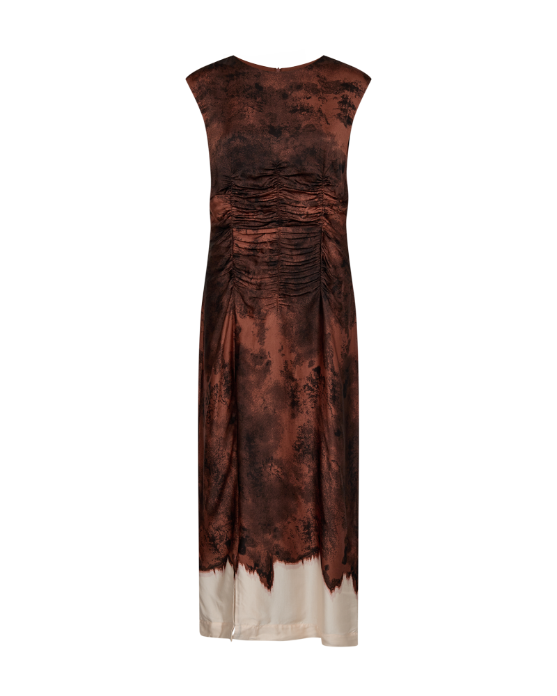 CMSABINA - DRESS WITH PRINT IN BURGUNDY AND OFF WHITE