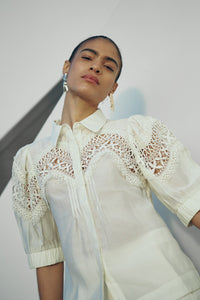 CMMOLLY - SHIRT WITH BLONDE DETAILS IN WHITE