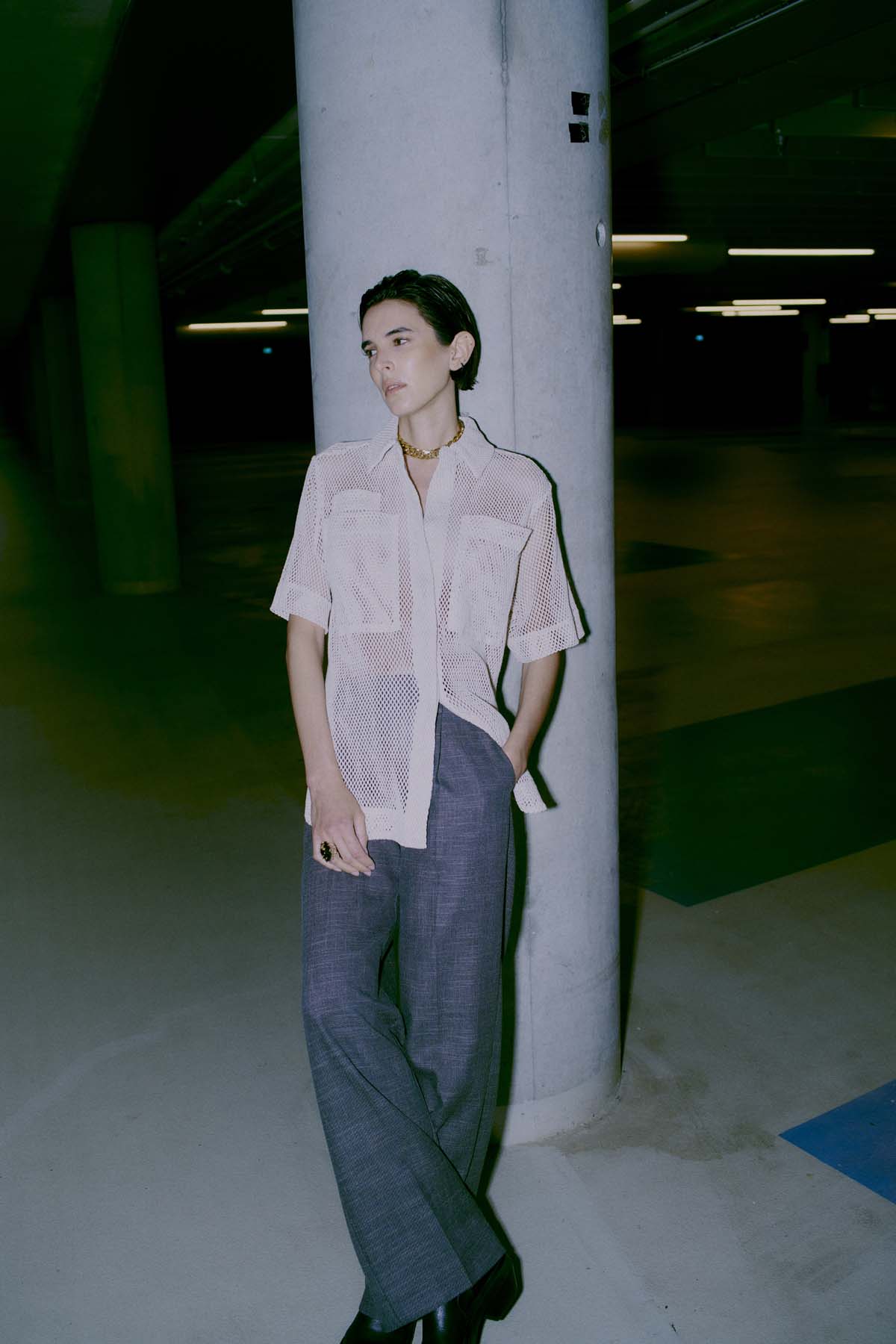 CMTONNIE - WIDE PANTS IN GREY AND WHITE