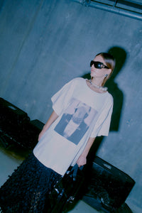 CMMUSE - LONG T-SHIRT WITH PRINT IN WHITE