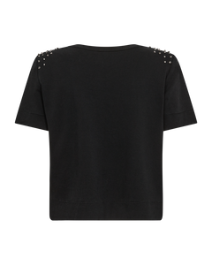 CMMUSE - T-SHIRT WITH SHOULDER PADS IN BLACK