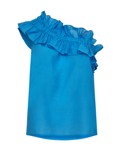 CMMOLLY - BLOUSE WITH RUFFLES IN BLUE