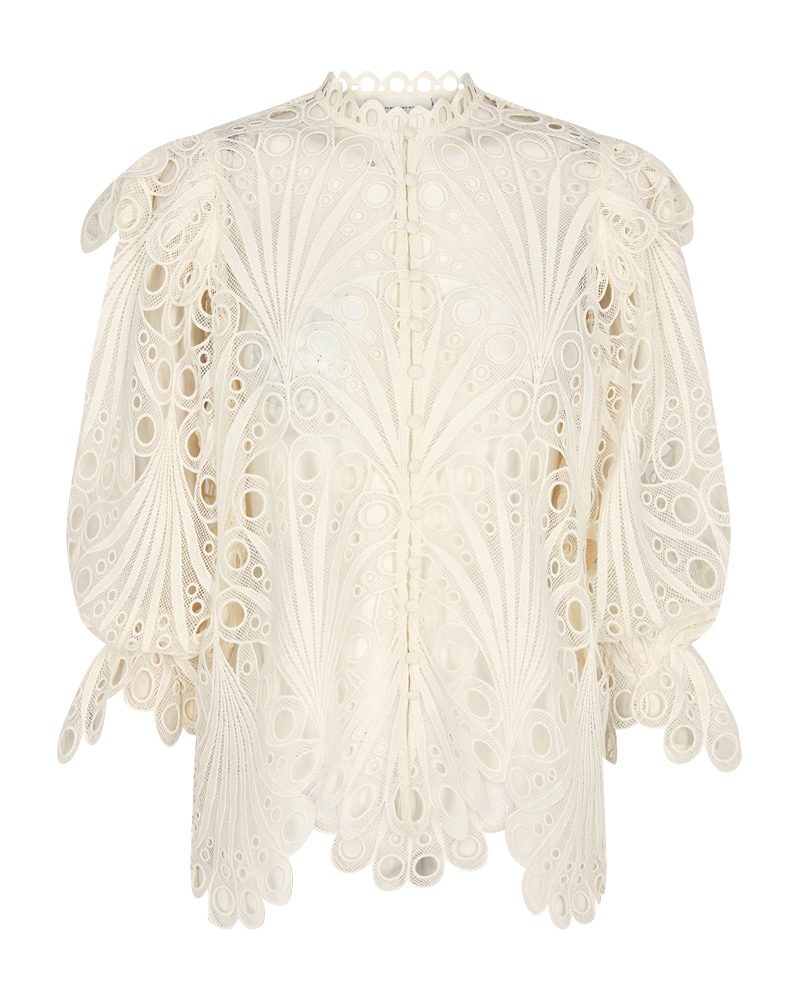 CMMOONLIGHT - BLOUSE WITH HOLE PATTERN IN WHITE