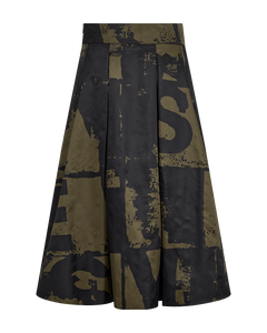 CMSELLA - SKIRT WITH PRINT IN BLACK AND GREEN