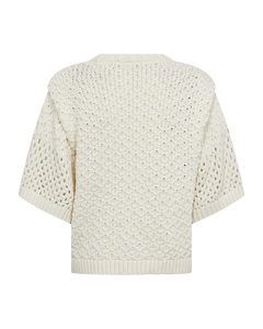 CMEVIE - PULLOVER WITH HOLE PATTERN IN WHITE