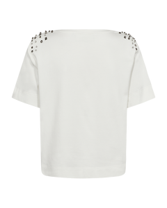 CMMUSE - T-SHIRT WITH SHOULDER PADS IN WHITE