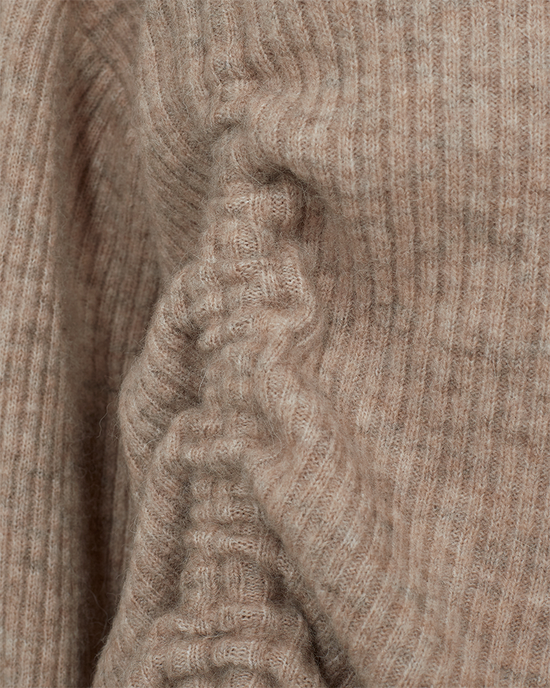 CMIBRA - RIBBED PULLOVER WITH GATHERED DETAIL IN BEIGE