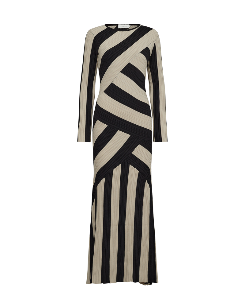 CMFORUM - DRESS WITH STRIPES IN BLACK AND BEIGE