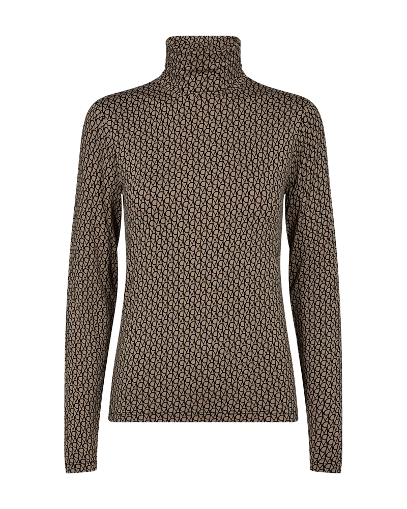 CMLOBBY - PATTERNED BLOUSE WITH TURTLENECK IN BROWN