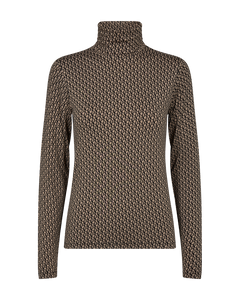 CMLOBBY - PATTERNED BLOUSE WITH TURTLENECK IN BEIGE