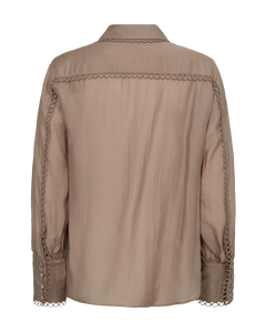 CMMOLLY - SHIRT WITH LACE DETAILS IN BROWN