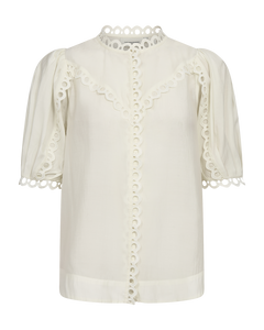 CMMOLLY - SHIRT WITH LACE DETAILS IN WHITE