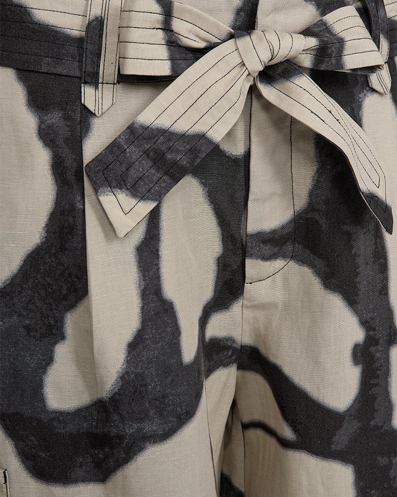 CMNATU - PANTS WITH PRINT IN BEIGE AND BLACK
