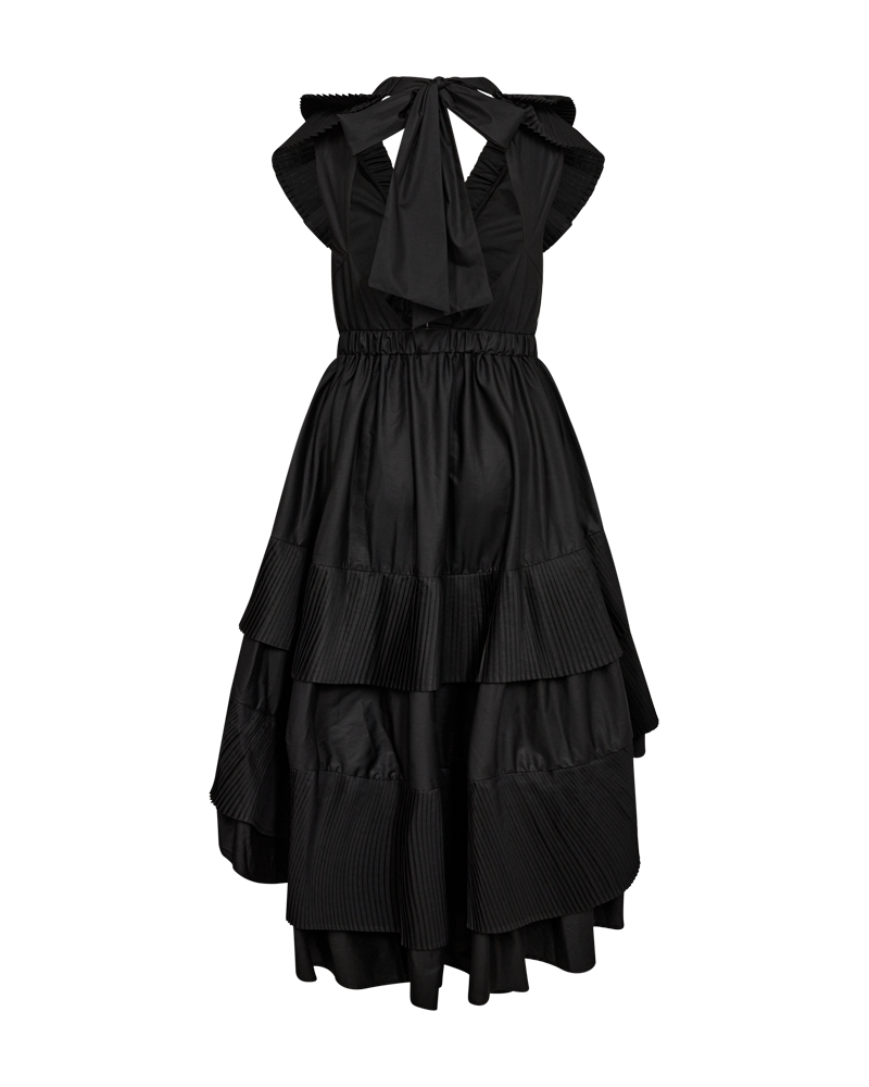 CMPLEAT - DRESS WITH PLEATED RUFFLES IN BLACK
