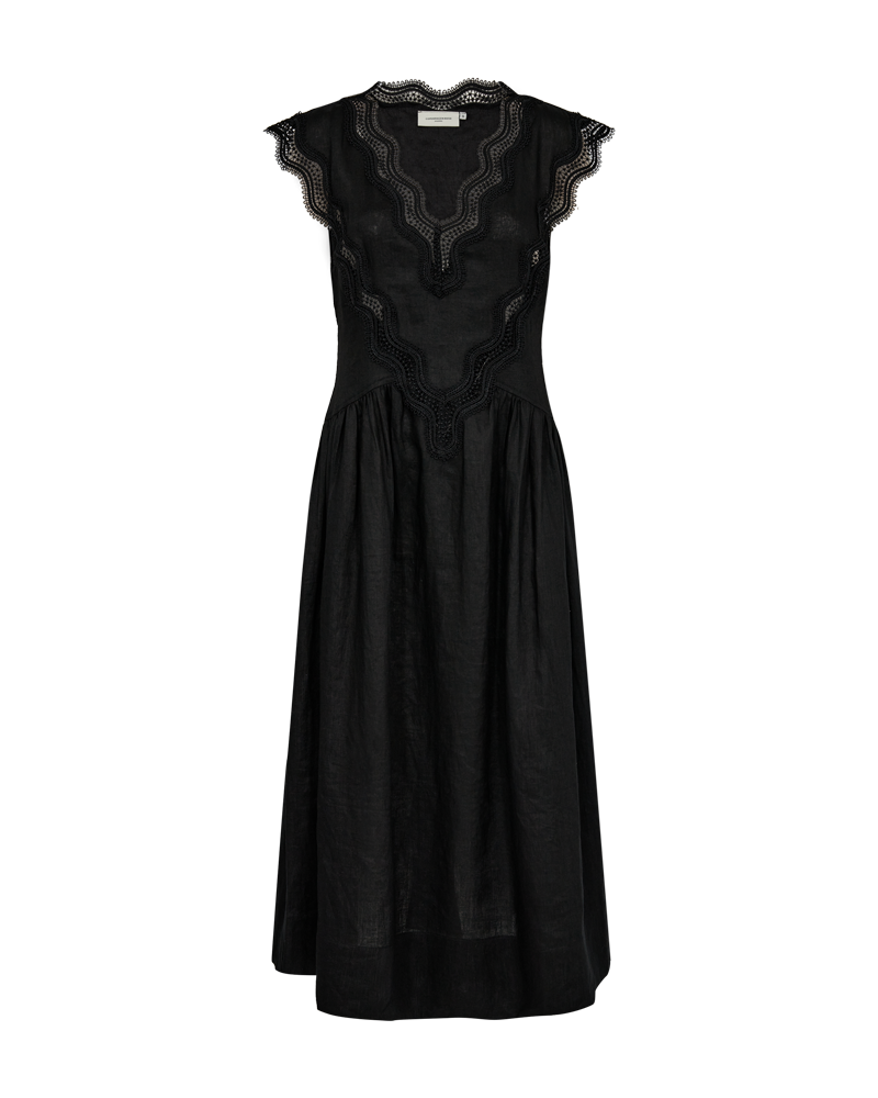 CMNATULI - LONG DRESS WITH LACES IN BLACK