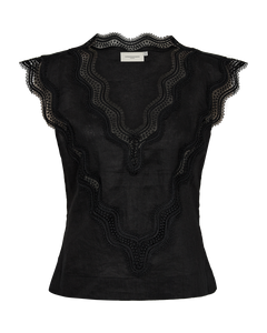 CMNATULI - TOP WITH LACE DETAILS IN BLACK